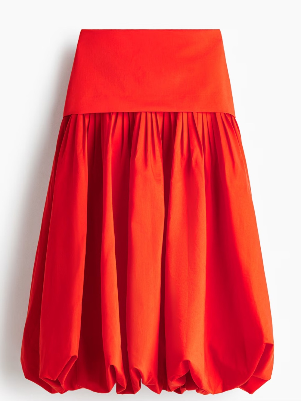 H&M Bright Red Bubble Midi Skirt